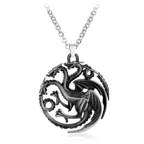 Game of thrones The family god beast Wolf Head Dragon A Song of Ice and Fire Alloy Pendent High Quality Necklace Gift For Fans - Wolfmall