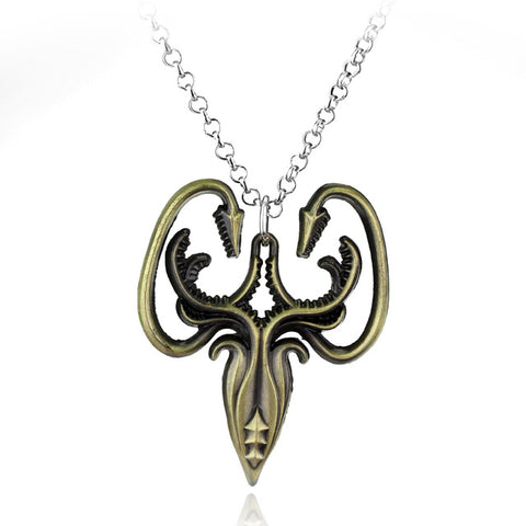 Game of thrones The family god beast Wolf Head Dragon A Song of Ice and Fire Alloy Pendent High Quality Necklace Gift For Fans - Wolfmall
