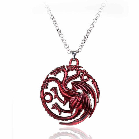 Game of thrones The family god beast Wolf Head Dragon A Song of Ice and Fire Alloy Pendent High Quality Necklace Gift For Fans - Wolfmall