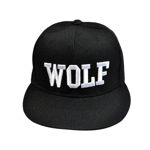 Summer 3D Embroidered Wolf Flat Visor Snapback Adjustable Baseball Cap Hip Hop Bone Swag Peaked Sun Hats Black Red White - Wolfmall