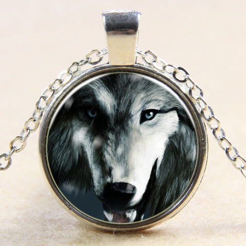 Time Gem Wolf Graphics Gems Glass Cabochon Necklace Pendant - Wolfmall