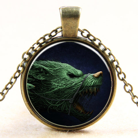 Time Gem Wolf Graphics Gems Glass Cabochon Necklace Pendant - Wolfmall