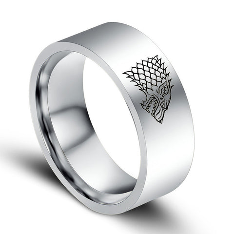 Throne Set Wolf ring Mens Punk Style Ring Stainless Steel Ring for Men Size 7-13 - Wolfmall