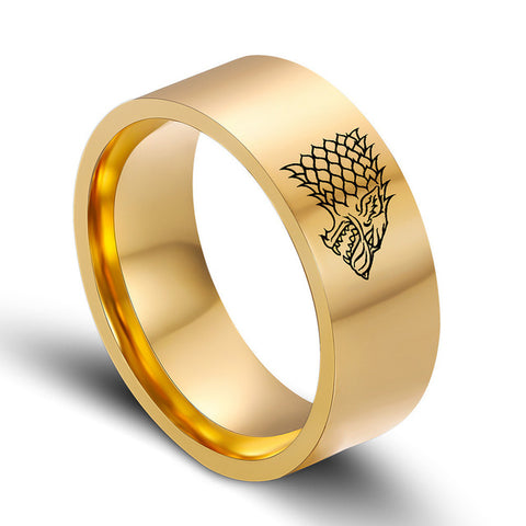 Throne Set Wolf ring Mens Punk Style Ring Stainless Steel Ring for Men Size 7-13 - Wolfmall