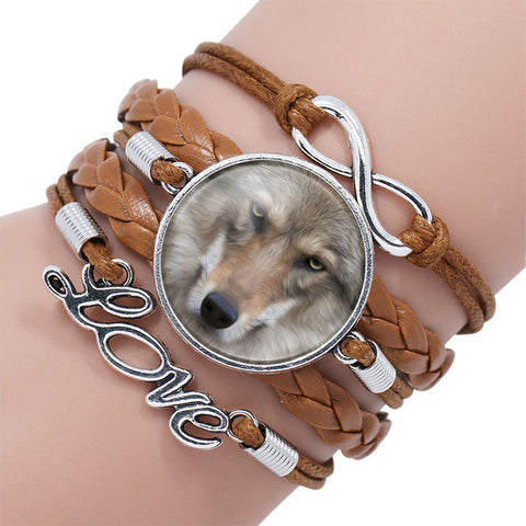 NingXiang Popular Black Color Gothic Wolf Moon Glass Dome Charm Bracelet Bangle Jewelry Love Boy Men Handmade Sirius Accessories - Wolfmall
