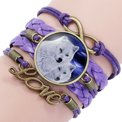NingXiang Popular Black Color Gothic Wolf Moon Glass Dome Charm Bracelet Bangle Jewelry Love Boy Men Handmade Sirius Accessories - Wolfmall