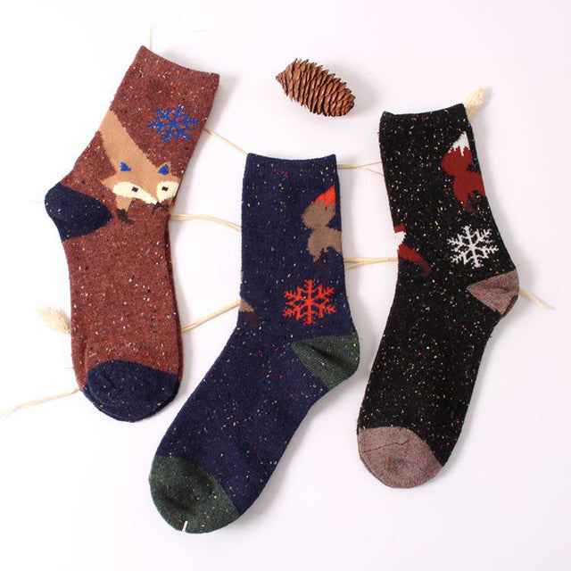 15Pair Women Ankle Socks Brand Retro Animals Socks Cute Cartoon Fox Wolf Warm Socks Woman Chaussettes Femme Fantaisie - Wolfmall