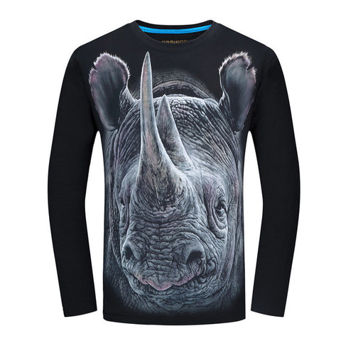 2017 Cheapest Fashion Men t-shirt long sleeve cool design 3d funny t shirt homme Wolf Printed casual top Plus Size 6XL wholesale - Wolfmall