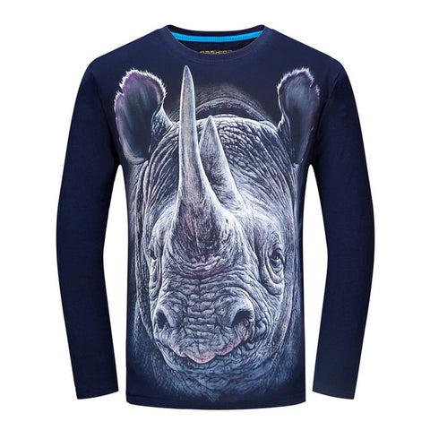 2017 Cheapest Fashion Men t-shirt long sleeve cool design 3d funny t shirt homme Wolf Printed casual top Plus Size 6XL wholesale - Wolfmall