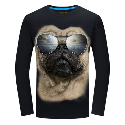 2017 Cheapest Fashion Men t-shirt long sleeve cool design 3d funny t shirt homme Wolf Printed casual top Plus Size 6XL wholesale - Wolfmall