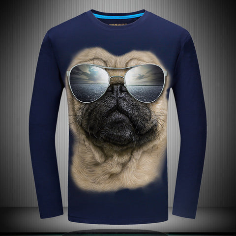 2017 Cheapest Fashion Men t-shirt long sleeve cool design 3d funny t shirt homme Wolf Printed casual top Plus Size 6XL wholesale - Wolfmall