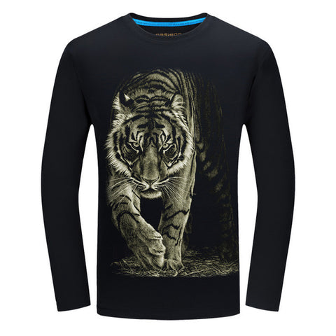 2017 Cheapest Fashion Men t-shirt long sleeve cool design 3d funny t shirt homme Wolf Printed casual top Plus Size 6XL wholesale - Wolfmall