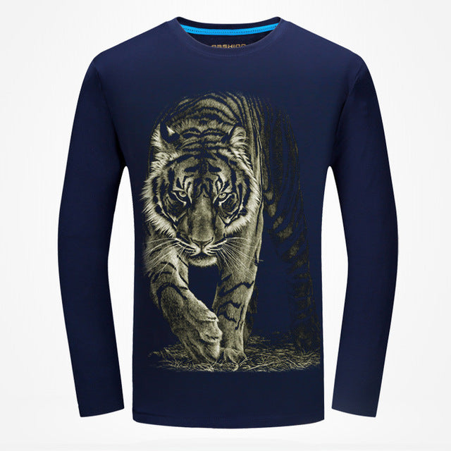 2017 Cheapest Fashion Men t-shirt long sleeve cool design 3d funny t shirt homme Wolf Printed casual top Plus Size 6XL wholesale - Wolfmall