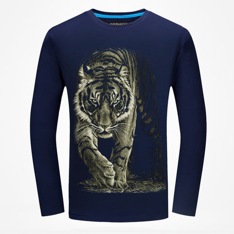 2017 Cheapest Fashion Men t-shirt long sleeve cool design 3d funny t shirt homme Wolf Printed casual top Plus Size 6XL wholesale - Wolfmall