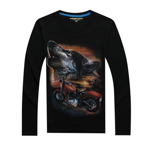 2017 Cheapest Fashion Men t-shirt long sleeve cool design 3d funny t shirt homme Wolf Printed casual top Plus Size 6XL wholesale - Wolfmall