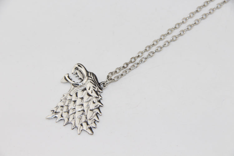 ZRM Fashion Game Of Thrones Necklace Song Of Ice And Fire Vintage Charm Stark Dire Wolf Antique Silver Pendant Jewelry Men Women - Wolfmall