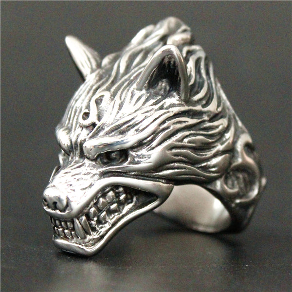 2017 Heavy Vampire Wolf Ring 316L Stainless Steel Jewelry Ring Fashion Mens Big Wolf Ring - Wolfmall