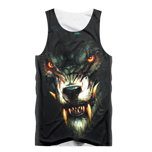 Fashion Funny Animal Vest Movie Wolf 3D Print Sexy Men Tank Top Sleeveless Shirt  Fitness Bodybuilding Undershirt Tees Tanktop - Wolfmall