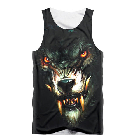 Fashion Funny Animal Vest Movie Wolf 3D Print Sexy Men Tank Top Sleeveless Shirt  Fitness Bodybuilding Undershirt Tees Tanktop - Wolfmall
