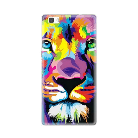 Cute Animal Soft TPU Phone Cases for Huawei Ascend p9 lite p8 lite Silicone Back Cover Case Colorful Tiger Wolf Patterned Shell - Wolfmall