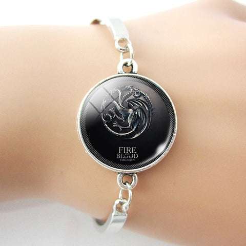 Game of Thrones Bracelet  House Stark Wolf Glass Dome Jewelry Silver Color Bracelet Bangle Women Fashion Accessories - Wolfmall