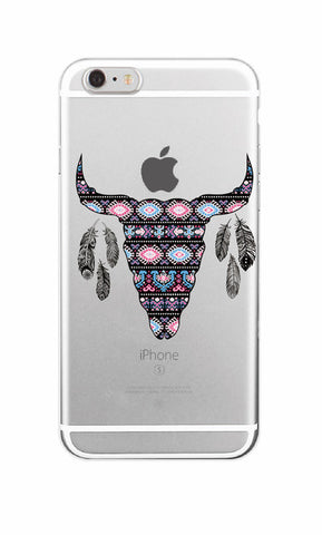 Fashion Boho Dream Catcher Wolf Feather skull Soft TPU Phone Case Funda For iPhone 7Plus 7 6 6S 5 5S SE 8 8Plus X Samsung S8 S8P - Wolfmall