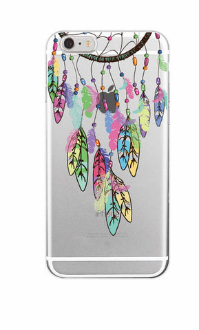 Fashion Boho Dream Catcher Wolf Feather skull Soft TPU Phone Case Funda For iPhone 7Plus 7 6 6S 5 5S SE 8 8Plus X Samsung S8 S8P - Wolfmall