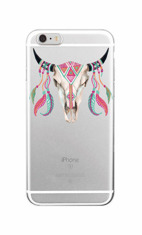 Fashion Boho Dream Catcher Wolf Feather skull Soft TPU Phone Case Funda For iPhone 7Plus 7 6 6S 5 5S SE 8 8Plus X Samsung S8 S8P - Wolfmall