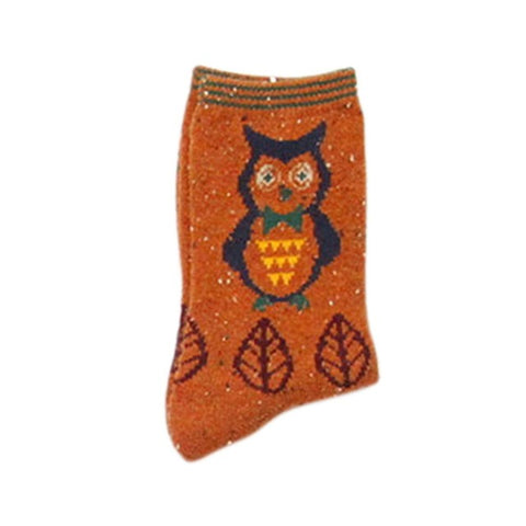 Women Girl Warm Socks Autumn Winter Animal Pattern Thicker Wool Harajuku Sock Fox Wolf Random Color Delivery - Wolfmall