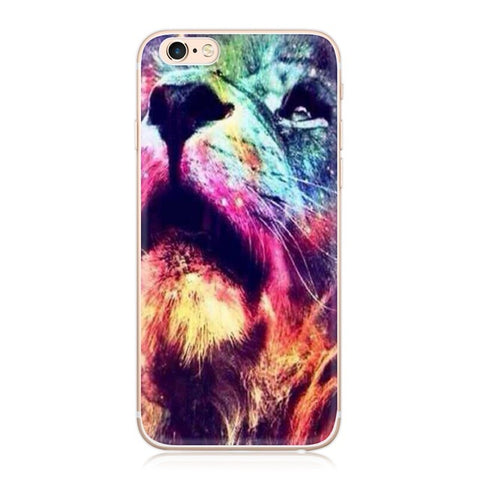 GerTong Animals Lion Wolf Pattern Soft TPU Silicone Case Cover for iPhone SE 5 5S 6 6S 7 Plus Phone Cases Cartoon Capa Coque - Wolfmall