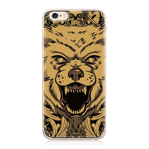 GerTong Animals Lion Wolf Pattern Soft TPU Silicone Case Cover for iPhone SE 5 5S 6 6S 7 Plus Phone Cases Cartoon Capa Coque - Wolfmall