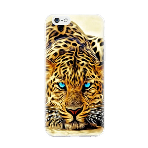 GerTong Cartoon Animal Painting Soft TPU Phone Case for iPhone 5 5S SE 5C 6 6S 7 Plus 6plus 4 4S Wolf Patterned Back Cover Shell - Wolfmall