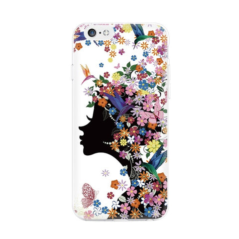 GerTong Cartoon Animal Painting Soft TPU Phone Case for iPhone 5 5S SE 5C 6 6S 7 Plus 6plus 4 4S Wolf Patterned Back Cover Shell - Wolfmall