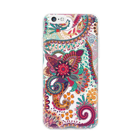 GerTong For iPhone 7 6 6S 5 5S SE 5C 4 4S Case Cover Silicone Flowers Totem Capa Soft TPU Cute Tiger Wolf Protective Phone Bags - Wolfmall