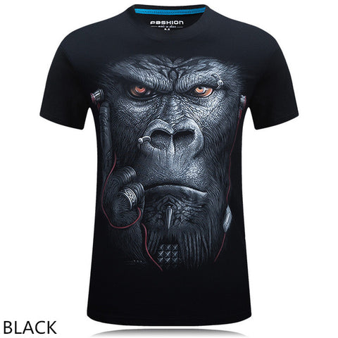 mens fashion brand t shirts 2016 new style 3d animal Owl/Skull/wolf/ fox Digital Printed T Shirt Hip Hop Funny O-Neck Tee Shirt - Wolfmall