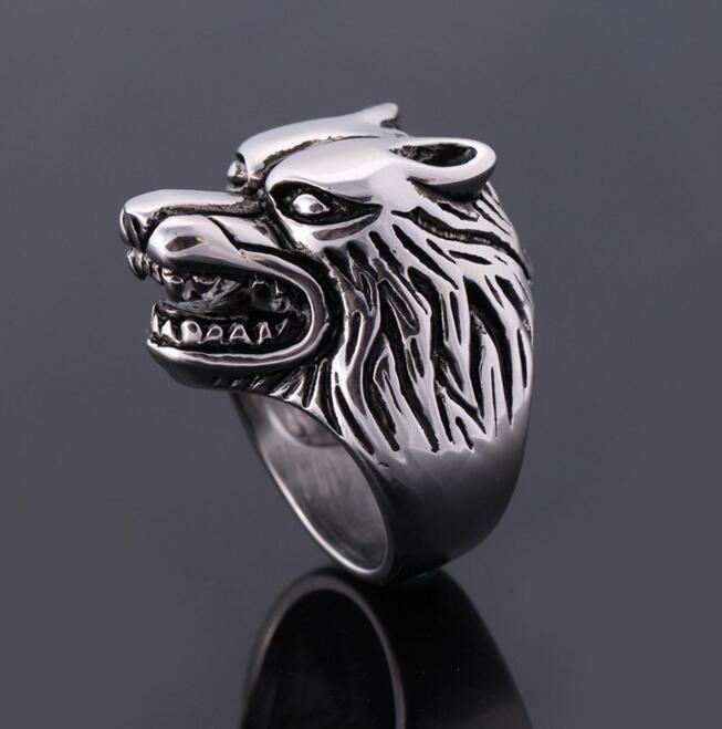 Fashion Wolf Head Rings For Men Male Rock Punk Finger Rings Cool Biker Animal Cheap Jewelry Wholesale - Wolfmall