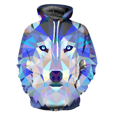 Mr.1991INC New Fashion Wolf Hoodies Men/Women Thin 3d Sweatshirts With Hat Print Colorful Blocks Wolf Hooded Hoodies - Wolfmall