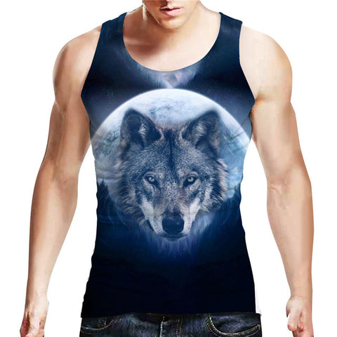 2017 Singlets Men Fitness Tank Tops Muscle Male Vest 3D Printed Sleeveless Bodybuilding Clothing Brand Wolf Undershirt Dropship - Wolfmall