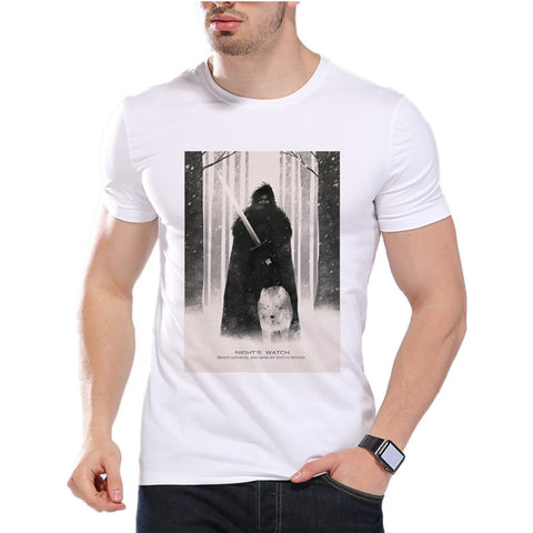 Game Of Thrones Men T Shirts Christmas ice wolf Funny Jon Snow Design Digital Printed Combed Top Quality Shirt D6-4# - Wolfmall