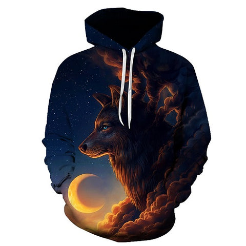 BIANYILONG New 2018 Fashion Men/Women 3d Hoodies Print Nightfall Trees Designed 3d Sweatshirts Unisex wolves Hooded Hoodies - Wolfmall
