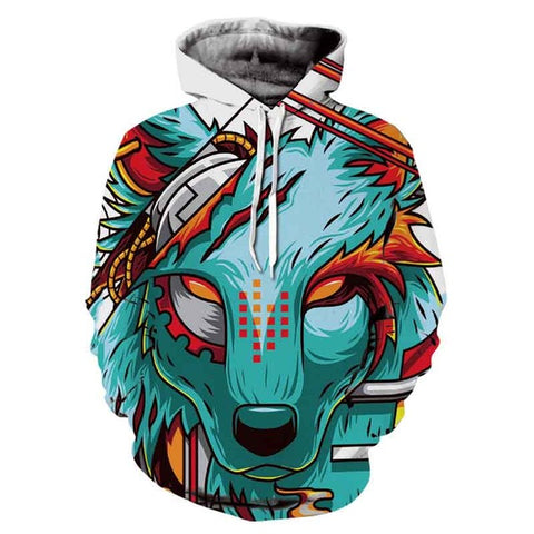 Hot Sale Brand Wolf Printed Hoodies Men 3D Sweatshirt Quality Plus size Pullover Novelty 3XL Streetwear Male Hooded Jacket - Wolfmall