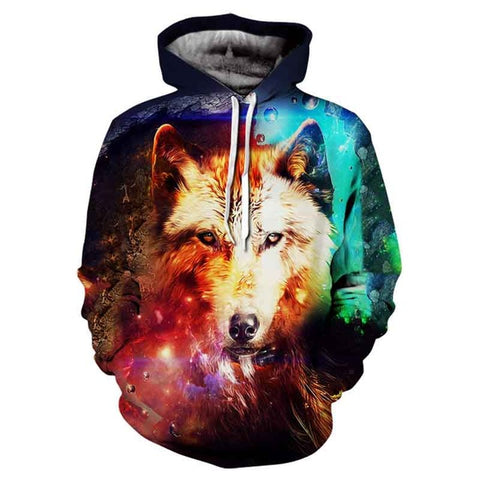 Hot Sale Brand Wolf Printed Hoodies Men 3D Sweatshirt Quality Plus size Pullover Novelty 3XL Streetwear Male Hooded Jacket - Wolfmall
