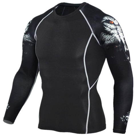 2017 Mens MMA Fitness T Shirts Fashion 3D Teen Wolf Long Sleeve Compression Shirt Bodybuilding Crossfit Brand Clothing Fitness - Wolfmall