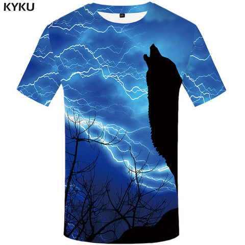 KYKU Brand Flame T Shirt Wolf T-shirts Aggressive Anger Shirts 3d T Shirt Animal T-shirt Men Hip Hop 2017 Homme Casual Shirts - Wolfmall