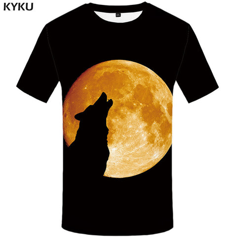 KYKU Brand Flame T Shirt Wolf T-shirts Aggressive Anger Shirts 3d T Shirt Animal T-shirt Men Hip Hop 2017 Homme Casual Shirts - Wolfmall