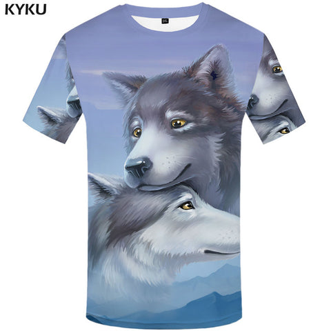 KYKU Brand Flame T Shirt Wolf T-shirts Aggressive Anger Shirts 3d T Shirt Animal T-shirt Men Hip Hop 2017 Homme Casual Shirts - Wolfmall