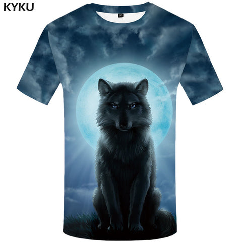 KYKU Brand Flame T Shirt Wolf T-shirts Aggressive Anger Shirts 3d T Shirt Animal T-shirt Men Hip Hop 2017 Homme Casual Shirts - Wolfmall