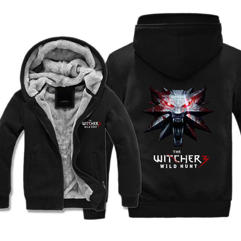 Winter Game The Witcher 3 Wild Hunt Wolf Head Printed Hoodies Super Warm Zip man Coats Sweatshirts plus  large siz - Wolfmall