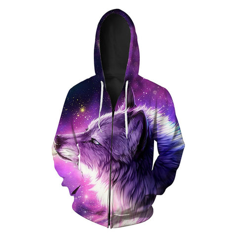 Wolf Series of Fashion Zipper Hooded  3D Men Women Sweatshirt Quality Plus size Pullover Novelty 6XL Streetwear Animal Jacket - Wolfmall