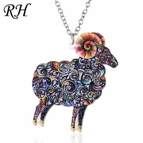 Acrylic Animal Necklace Pet Cat Dragon Pig Bird Wolf Horse Fish Dog Necklace Women Bohemia Jewelry Pendant Ethnic Long Necklace - Wolfmall